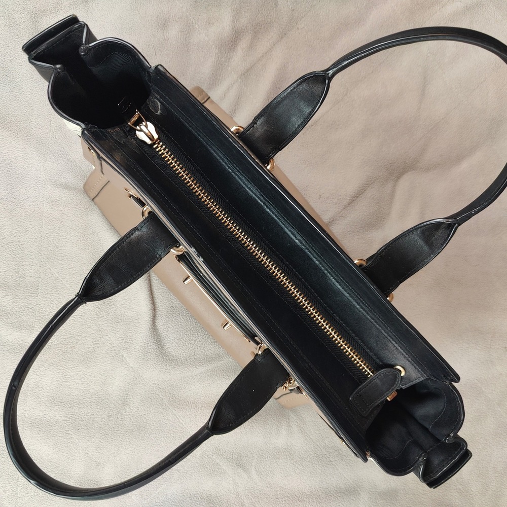 Coach Swagger 27 Satchel Handbag Beige Black Leather Snake Embossed Shoulder Bag - Picture 11 of 13